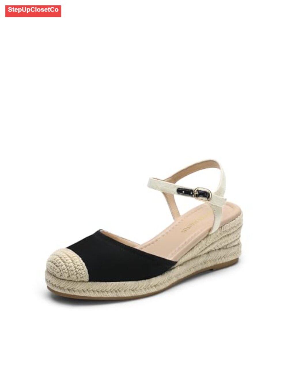 Closed Toe Espadrilles Platform Wedge Heels with Ankle Straps